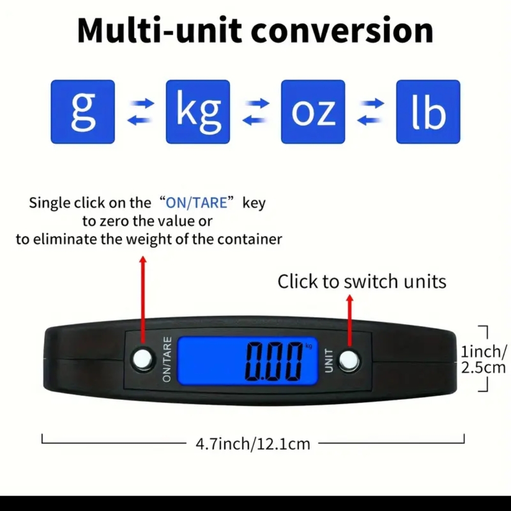 Digital Luggage Scale with Blue Display - Picture 3 of 9
